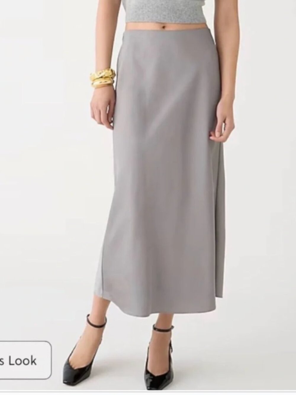 J Crew Gwyneth Satin Midi Skirt Grey Sz XS